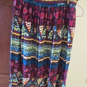Pleated Multicolor Elastic Waist Skirt Size 8